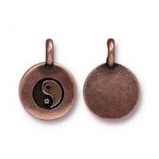 12mm TierraCast Yin Yang Charm - Antique Copper - Pack of 2
