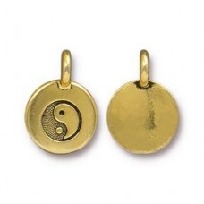 12mm TierraCast Yin Yang Charm - Antique Gold - Pack of 2