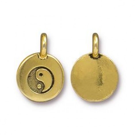 12mm TierraCast Yin Yang Charm - Antique Gold - Pack of 2