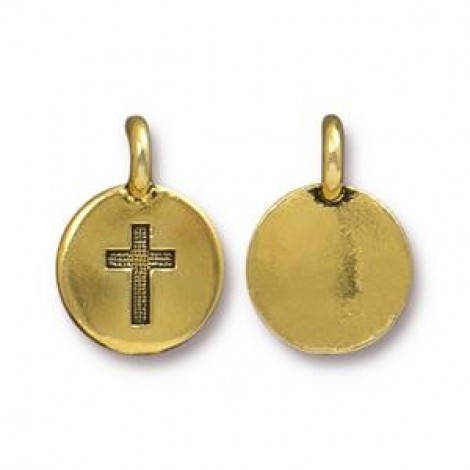 12mm TierraCast Cross Charm - Antique Gold - Pack of 2