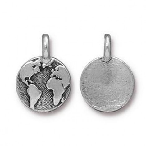 12mm TierraCast Earth Charms - Antique Silver - Pack of 2