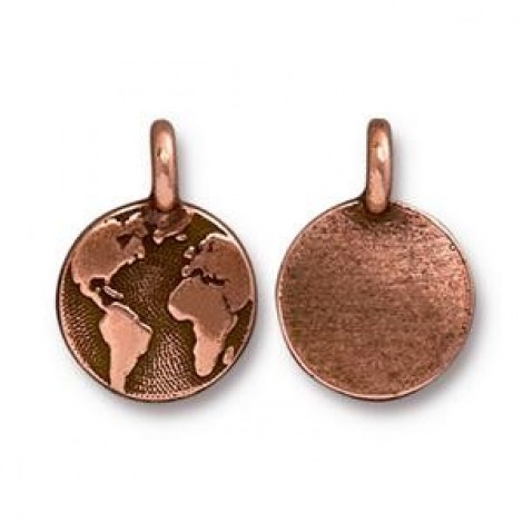 12mm TierraCast Earth Charms - Antique Copper - Pack of 2 12mm TierraCast Earth Charms - Antique Copper - Pack of 2