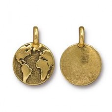 12mm TierraCast Earth Charms - Antique Gold - Pack of 2