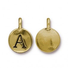 11x16mm TierraCast Letter Charms - A - Antique 22K Gold Plated