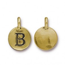 11x16mm TierraCast Letter Charms - B - Antique 22K Gold Plated - Each