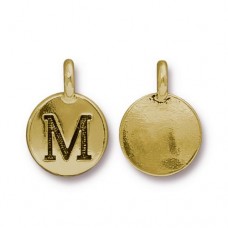 11x16mm TierraCast Letter Charms - M - Antique 22K Gold Plated