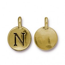 11x16mm TierraCast Letter Charms - N - Antique 22K Gold Plated - Each