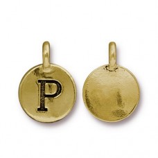 11x16mm TierraCast Letter Charms - P - Antique 22K Gold Plated