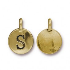 11x16mm TierraCast Letter Charms - S - Antique 22K Gold Plated - Each