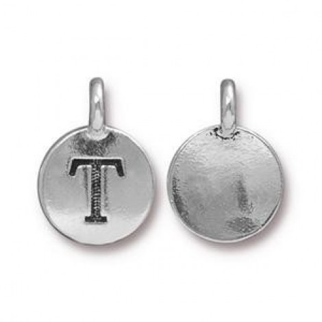 11x16mm TierraCast Letter Charms - T - Antique Silver - Each