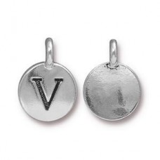 11x16mm TierraCast Letter Charms - V - Antique Silver