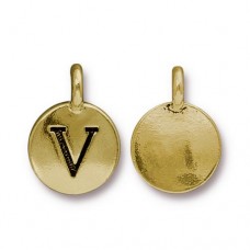 11x16mm TierraCast Letter Charms - V - Antique 22K Gold Plated - Each