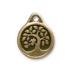 16mm TierraCast Bird in a Tree Charms - Ant Brass Oxide - Pack of 2
