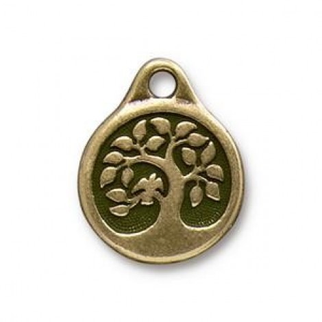 16mm TierraCast Bird in a Tree Charms - Ant Brass Oxide - Pack of 2