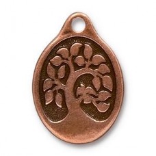 26mm TierraCast Bird in a Tree Pendant - Ant Copper - Each