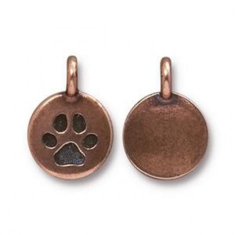 17mm TierraCast Antique Copper Plated Paw Charm