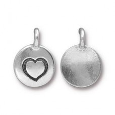 17mm TierraCast Ant Fine Silver Plated Heart Charm