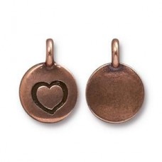 17mm TierraCast Antique Copper Plated Heart Charm