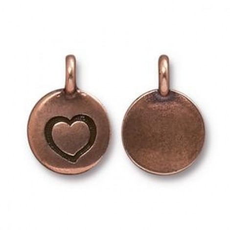 17mm TierraCast Antique Copper Plated Heart Charm - Pack of 2