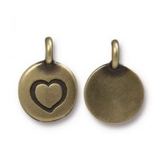 17mm TierraCast Brass Oxide Plated Heart Charms - Pack of 2