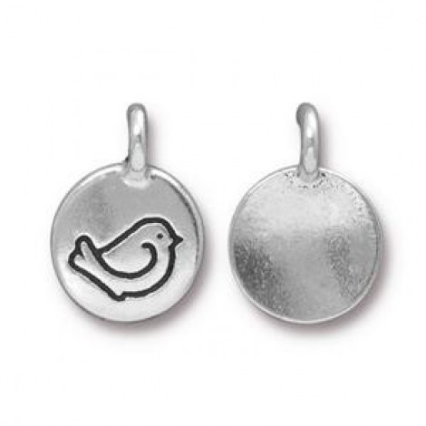 17mm TierraCast Ant Fine Silver Plated Fat Bird Charm - Pack of 5