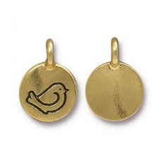 17mm TierraCast Ant Gold Plated Fat Bird Charm - Pack of 2