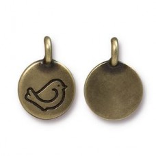 17mm TierraCast Brass Oxide Plated Fat Bird Charm - Pack of 2