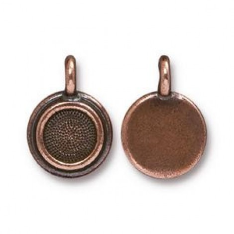 17mm TierraCast SS34 Ant Copper Stepped Bezel Charm - Pack of 2
