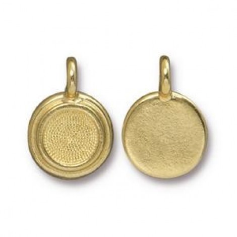 17mm TierraCast SS34 22K Gold Plated Stepped Bezel Charm - Pack of 2