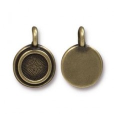 17mm TierraCast SS34 Brass Oxide Stepped Bezel Charms - Pack of 2
