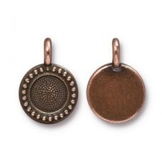 16.6mm x 11.6mm (7.1mm ID) TierraCast SS34 Beaded Bezel Charm - Ant Copper - Pack of 2