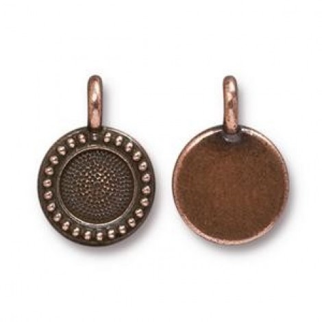 16.6mm x 11.6mm (7.1mm ID) TierraCast SS34 Beaded Bezel Charm - Ant Copper - Pack of 2