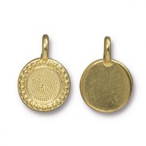 16.6mm x 11.6mm (7.1mm ID) TierraCast SS34 Beaded Bezel Charm - 22Kt Bright Gold Plated - Pack of 2