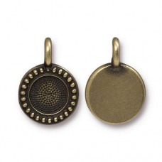 16.6mm x 11.6mm (7.1mm ID) TierraCast SS34 Beaded Bezel Charm - Brass Oxide - Pack of 2