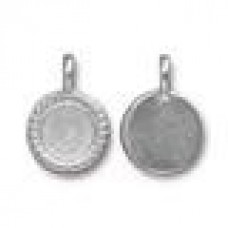 16.6mm x 11.6mm (7.1mm ID) TierraCast SS34 Beaded Bezel Charm - Rhodium Silver (Bright) - Pack of 2