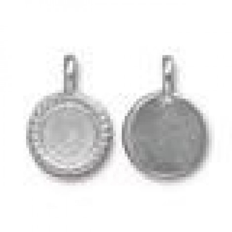 16.6mm x 11.6mm (7.1mm ID) TierraCast SS34 Beaded Bezel Charm - Rhodium Silver (Bright) - Pack of 2