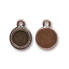 13.6mm x 10.4mm (7.1mm ID)  TierraCast SS34 Beaded Bezel Charm - Ant Copper - Pack of 2