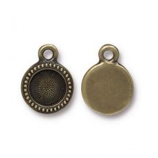 13.6mm x 10.4mm (7.1mm ID) TierraCast SS34  Bezel Charms  - Brass Oxide -Pack of 2