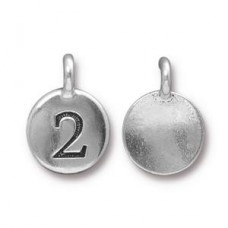 11x16mm TierraCast Number Charms - Silver Plated - 2