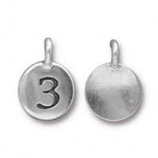 11x16mm TierraCast Number Charms - Silver Plated - 3