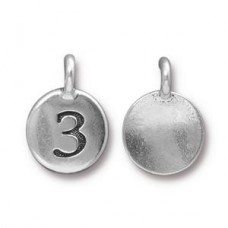 11x16mm TierraCast Number Charms - Silver Plated - 3 - Each