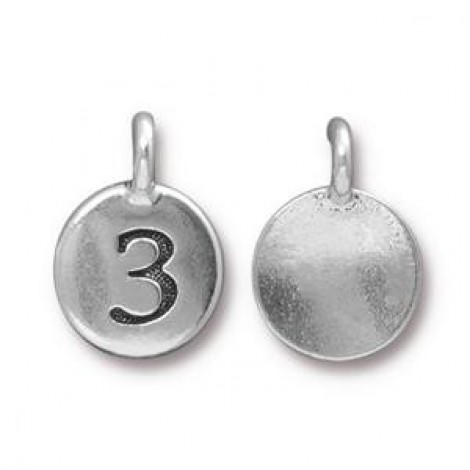 11x16mm TierraCast Number Charms - Silver Plated - 3 - Each 11x16mm TierraCast Number Charms - Silver Plated - 3 - Each