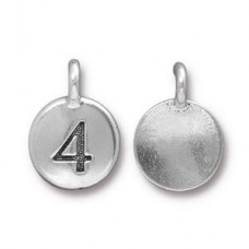 11x16mm TierraCast Number Charms - Silver Plated - 4