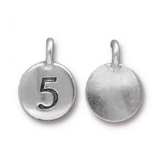 11x16mm TierraCast Number Charms - Silver Plated - 5