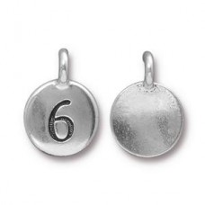 11x16mm TierraCast Number Charms - Silver Plated - 6