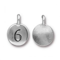11x16mm TierraCast Number Charms - Silver Plated - 6 - Each