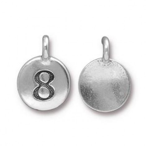 11x16mm TierraCast Number Charms - Silver Plated - 8 - Each