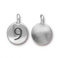 11x16mm TierraCast Number Charms - Silver Plated - 9