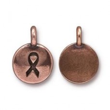 TierraCast 12mm Awareness Ribbon Charms - Antique Copper - Pack of 2
