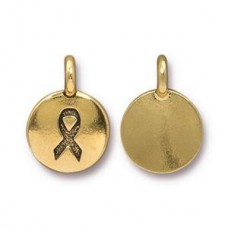 TierraCast 12mm Awareness Ribbon Charms - Antique 22K Gold Plated